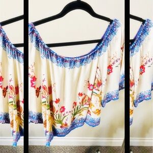 Free Market Floral Off-Shoulder Blouse
